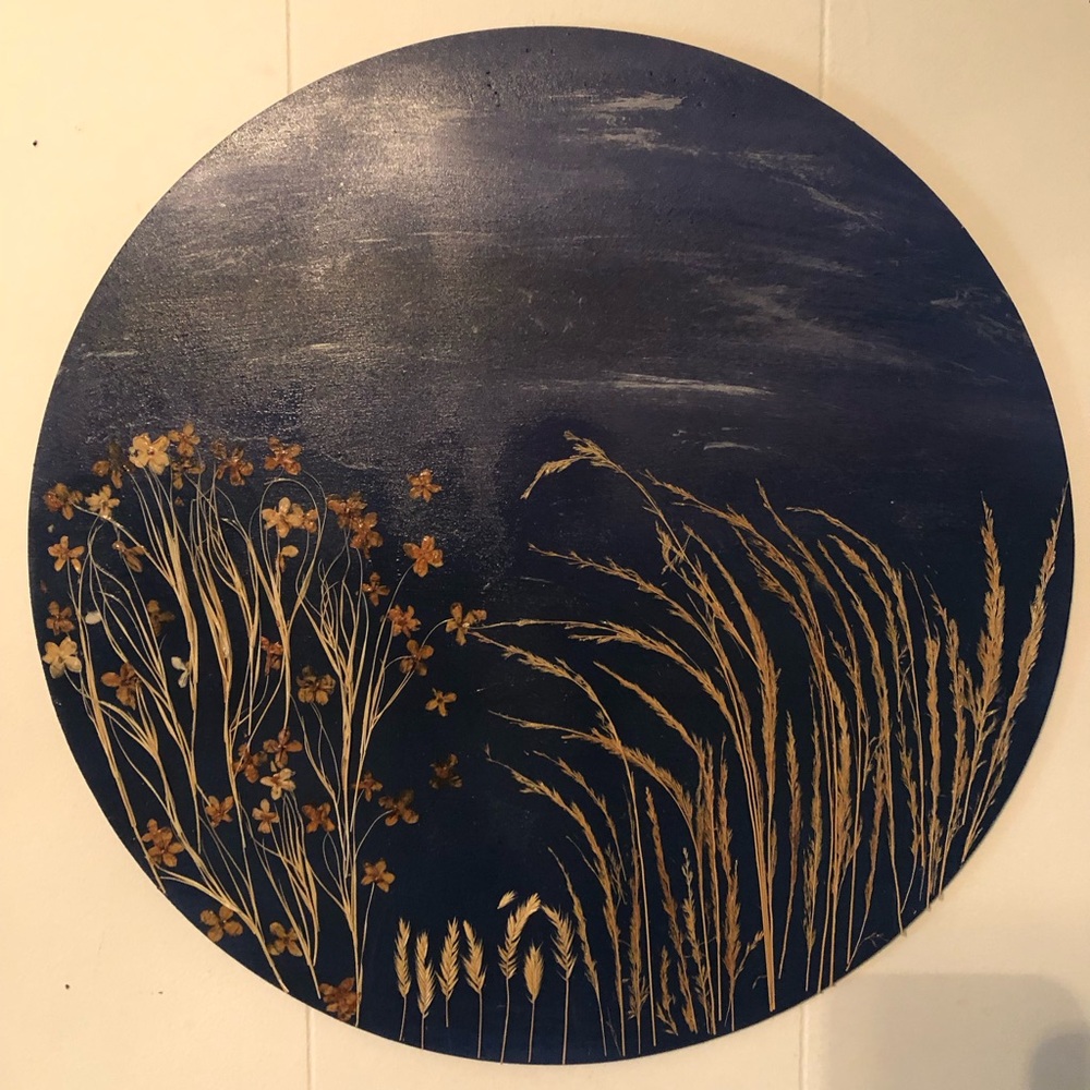 One of a kind original pressed flower Wall art wooden plaque